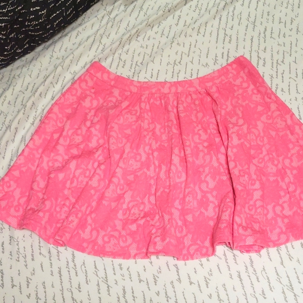 Francesca's hot pink lace circle skirt